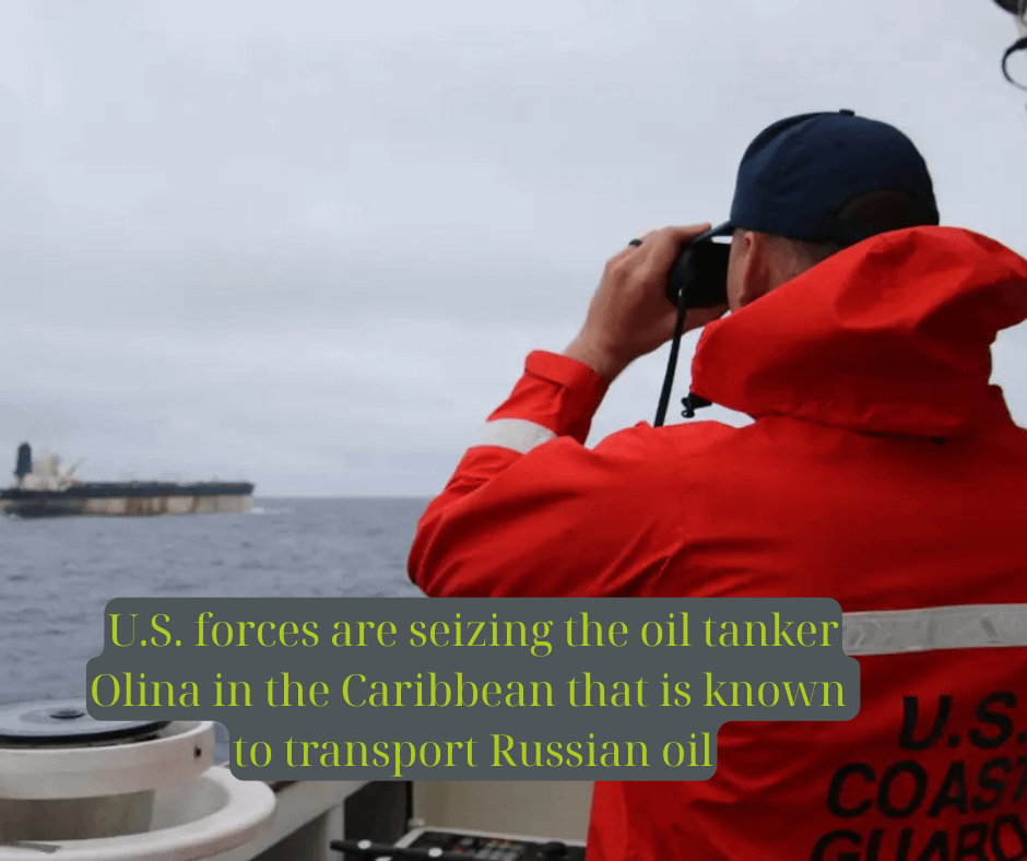 The oil tanker Olina that has been seized by the US military forces yesterday had been moving Russian sanctioned oil previously, the US government records show.