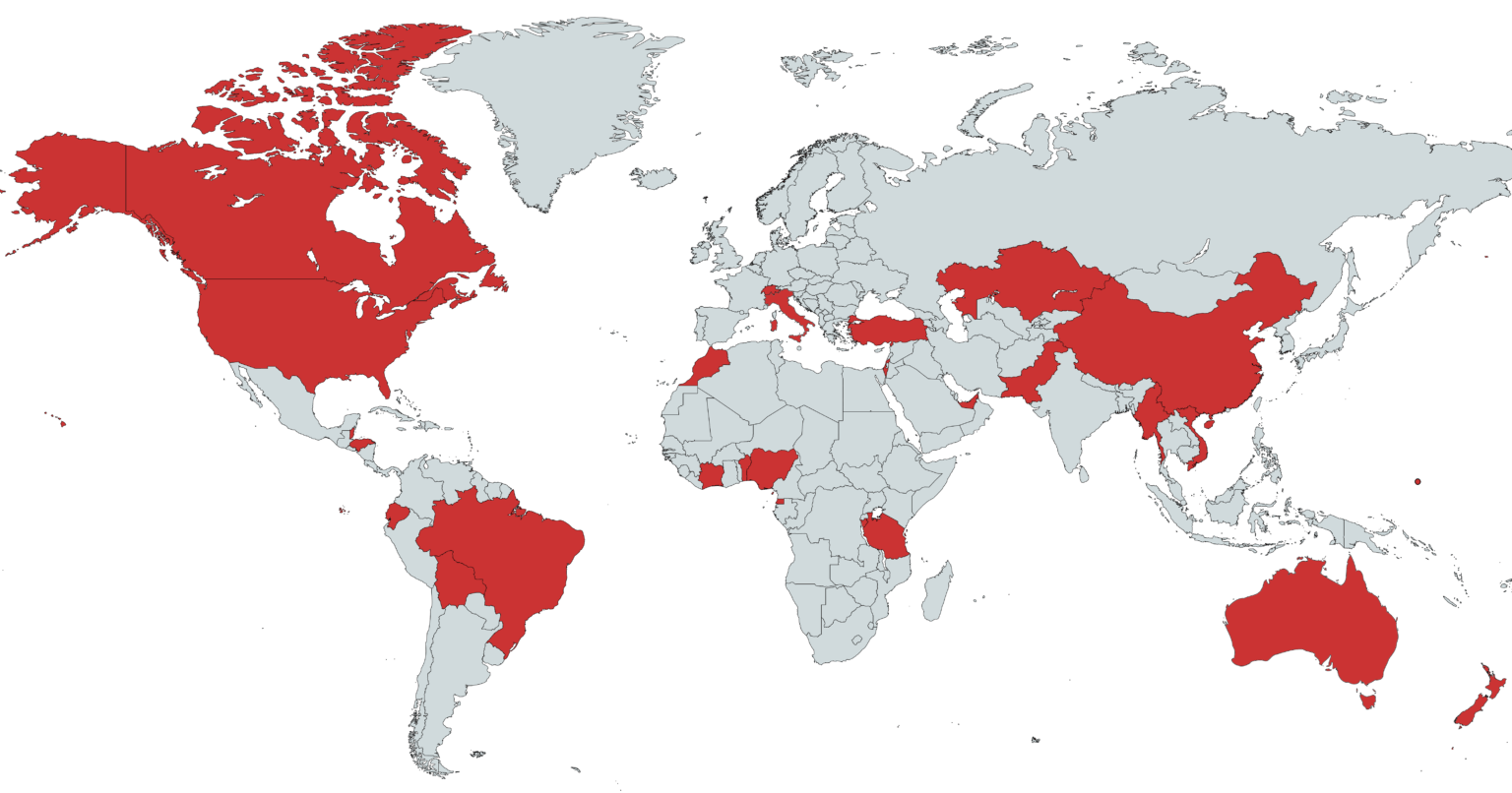 Countries whose capital is not the largest city (by urban area population)