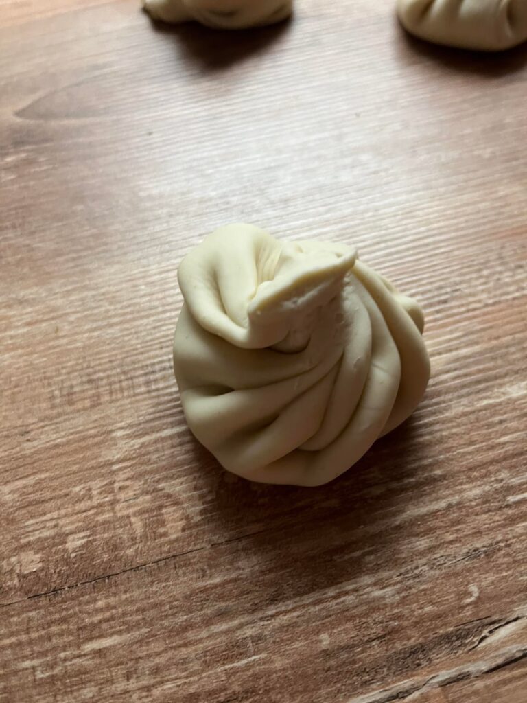 First time making khinkali and badrijani ! :)