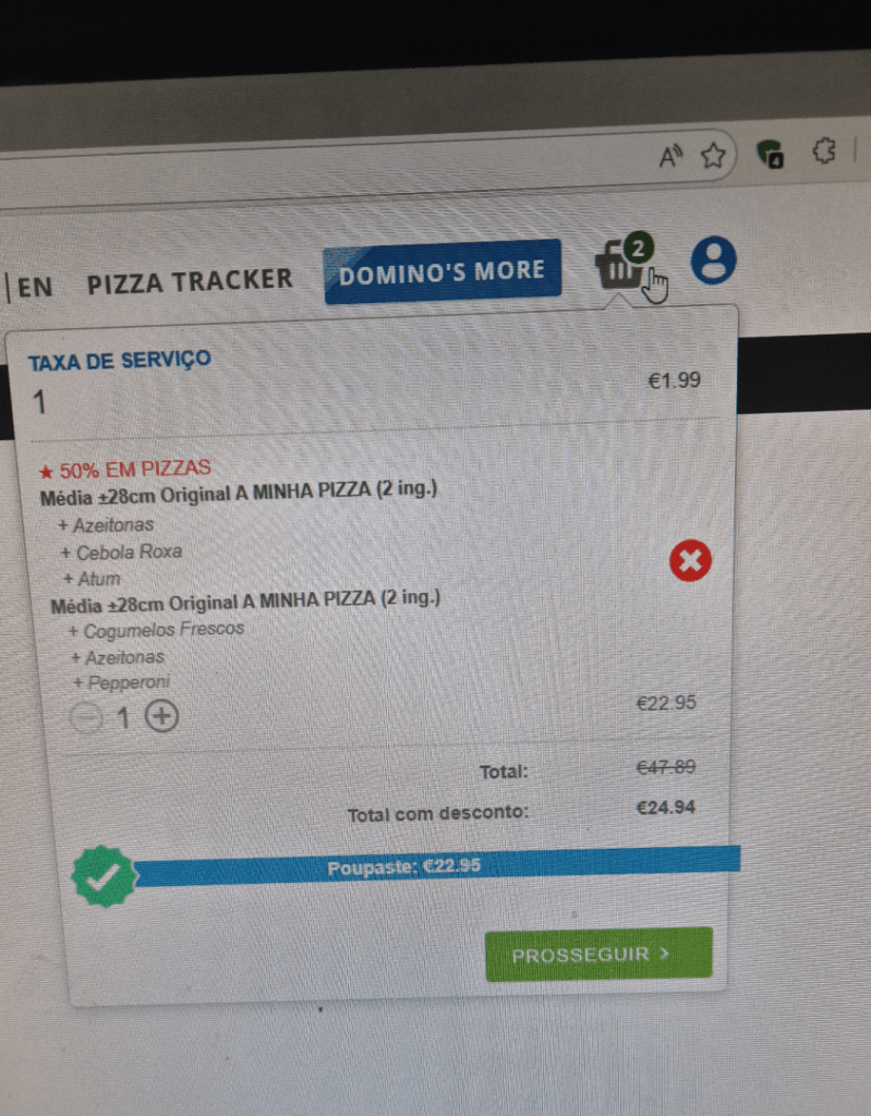 the price of 2 pizzas averages 47 euros??