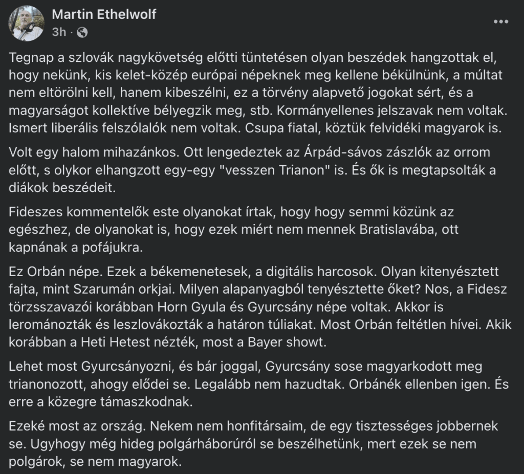 FAM - Attila Márton Farkas' thoughts on the demonstration in front of the Slovak embassy