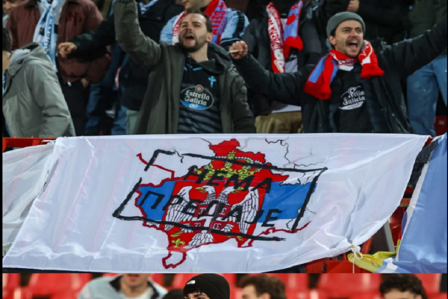 Celta de Vigo fans display Kosovo flag in Serbian colors • KosovaPress