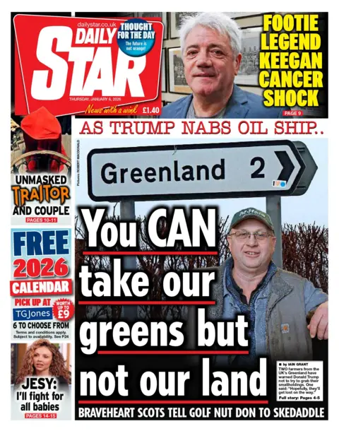 "You can take our greens but not our land" reads the headline on the front page of the Daily Star.
