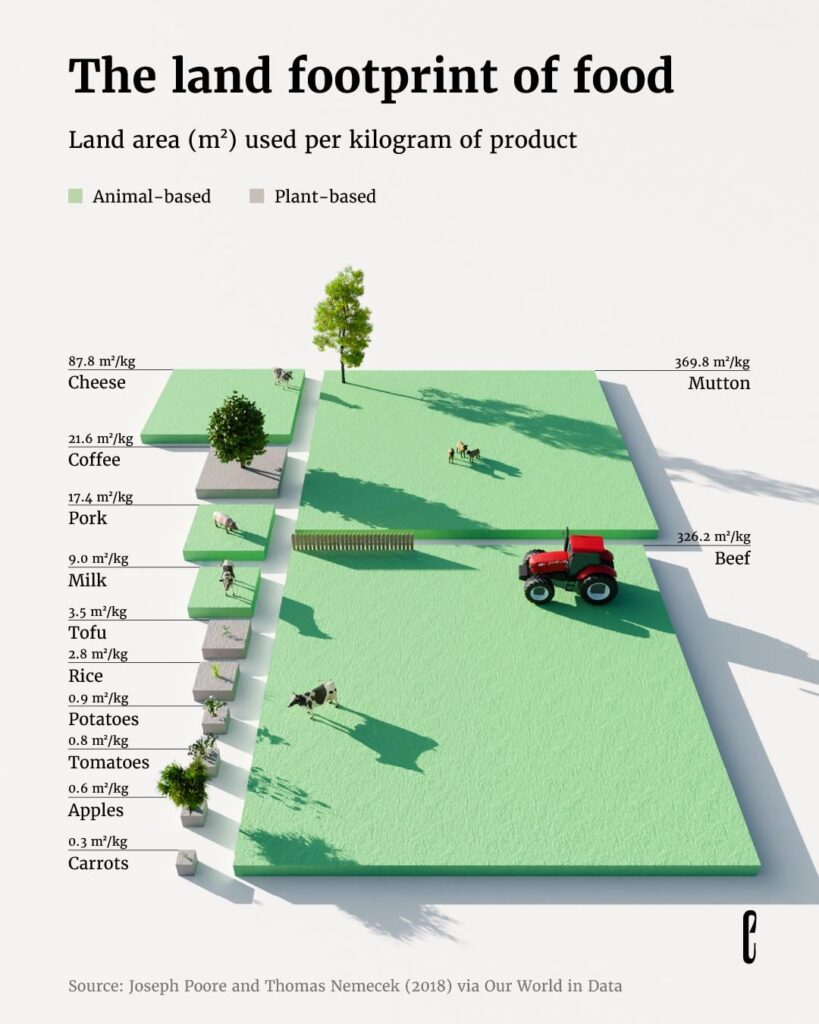 [OC] The land footprint of food