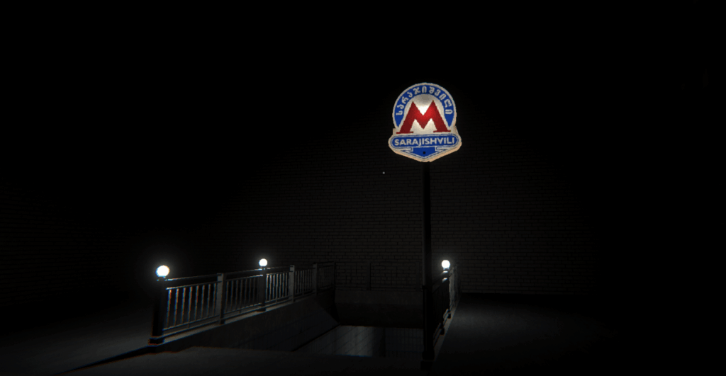 Sarajishvili Metro sign in Beso's Shawarma