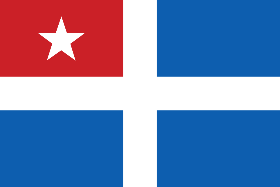 The flag of the State of Crete, an autonomous region of the Ottoman Empire from 1898 until Greece annexed Crete in 1913