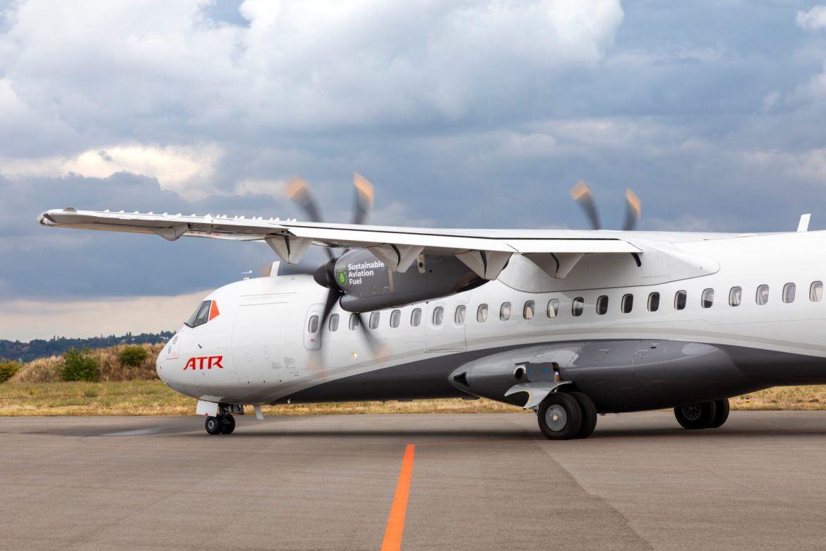 ATR aircraft that has landed at an airfield.