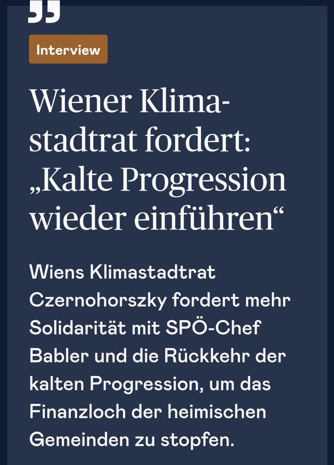 Vienna Climate City Council demands: “Reintroduce cold progression”