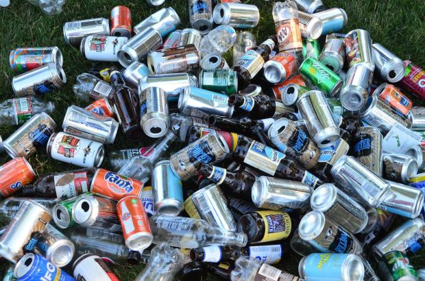 The cans and bottles were turned in at a local redemption center. The dime return on each can and bottle adds up. (Hartford Courant file)