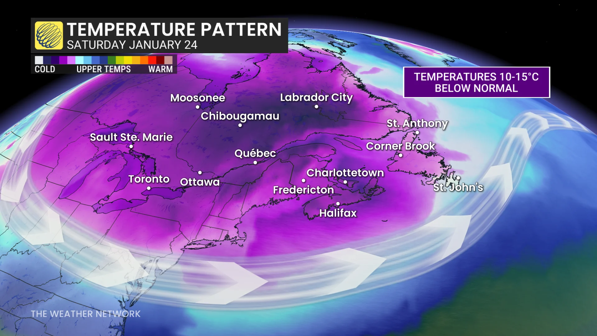Baron - Atlantic Canada Saturday temperature pattern - Jan 23