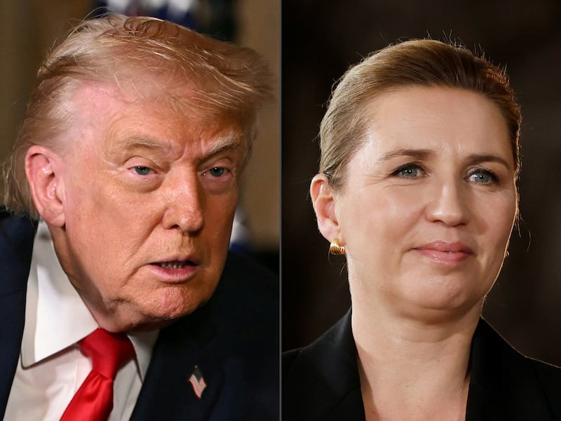 US president Donald Trump and Denmark's prime minister Mette Frederiksen. Photographs: Andrew Cabalero-Reynolds and Odd Andersen/AFP/Getty Images
