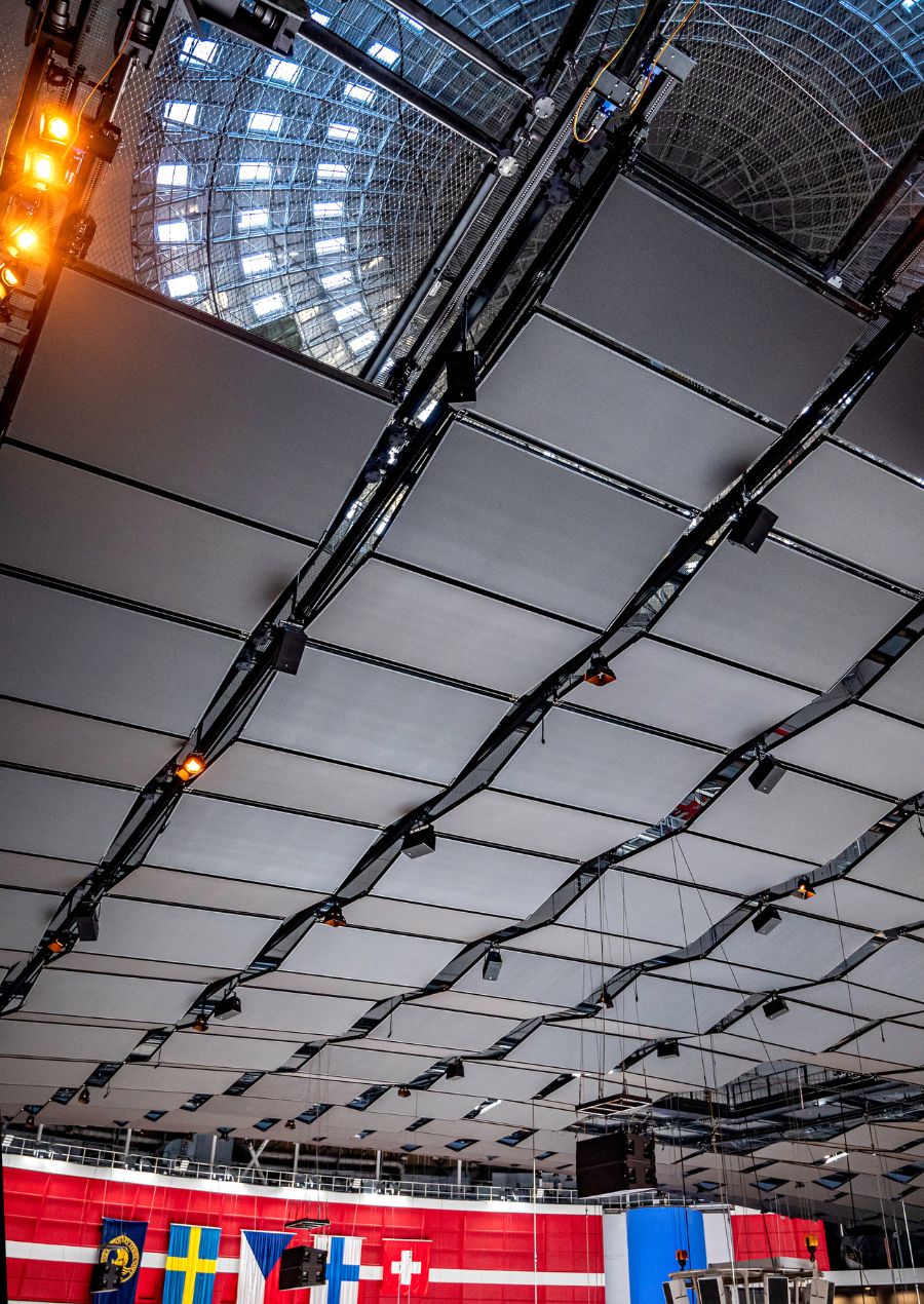 Acoustic ceiling and new panel system at Avicii Arena Stockholm Sweden design by HOK