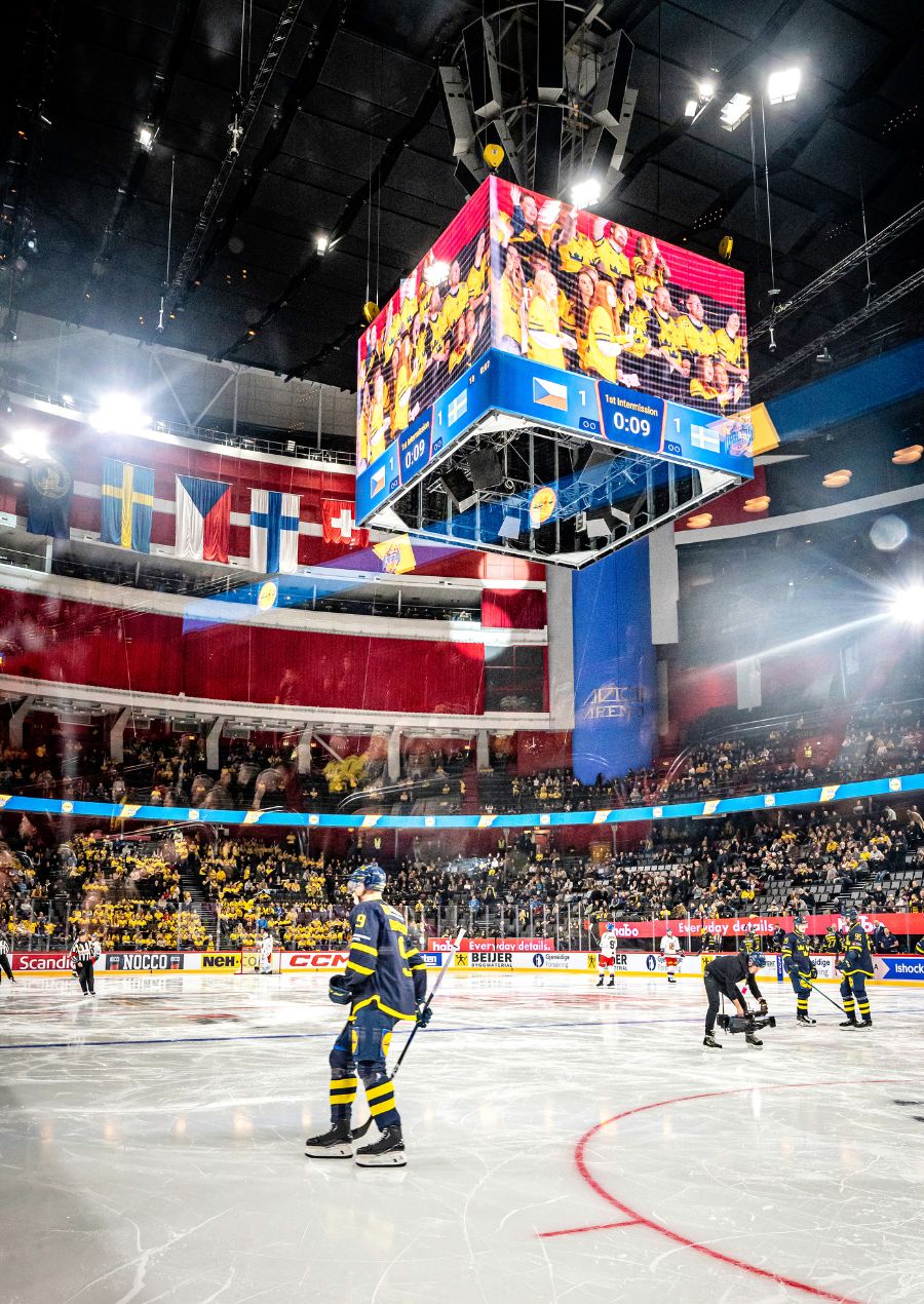 Hockey game at Avicii Arena Stockholm Sweden design by HOK