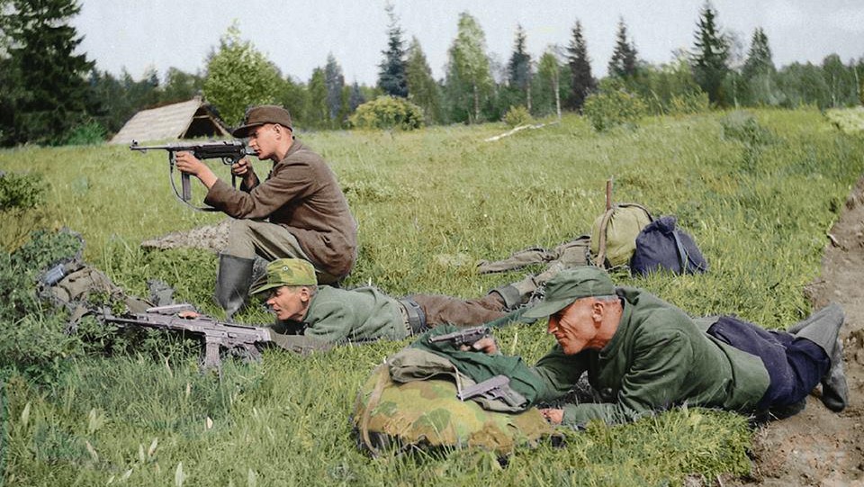 Estonian forest brothers. The image was restored in colour by Eerik-Niiles Kross.