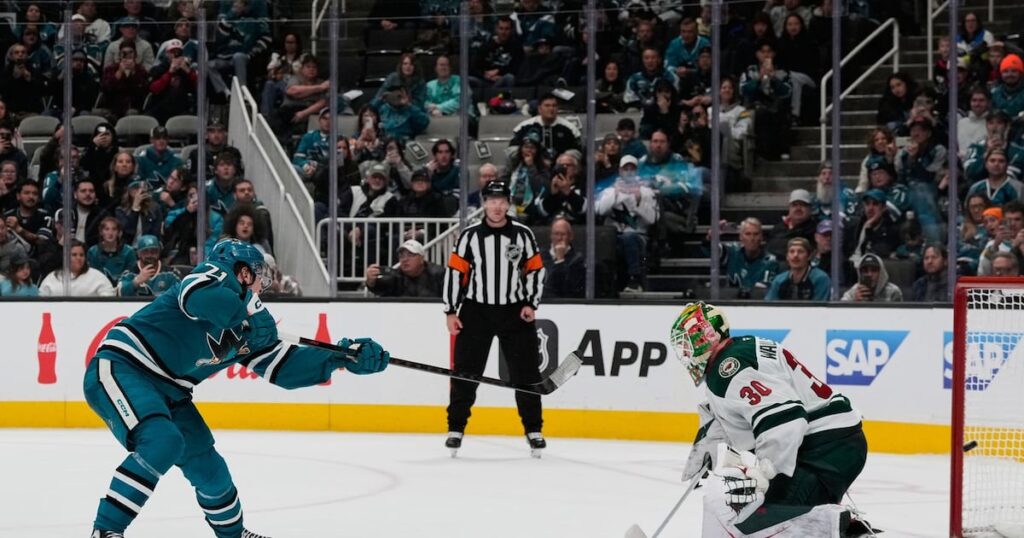 Celebrini celebrates Team Canada selection by leading San Jose Sharks past Minnesota Wild in shootout