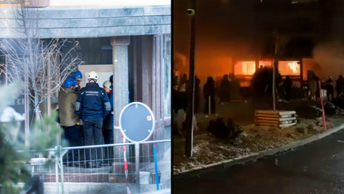 ‘sparkler on champagne bottle ignited ceiling, people burned he