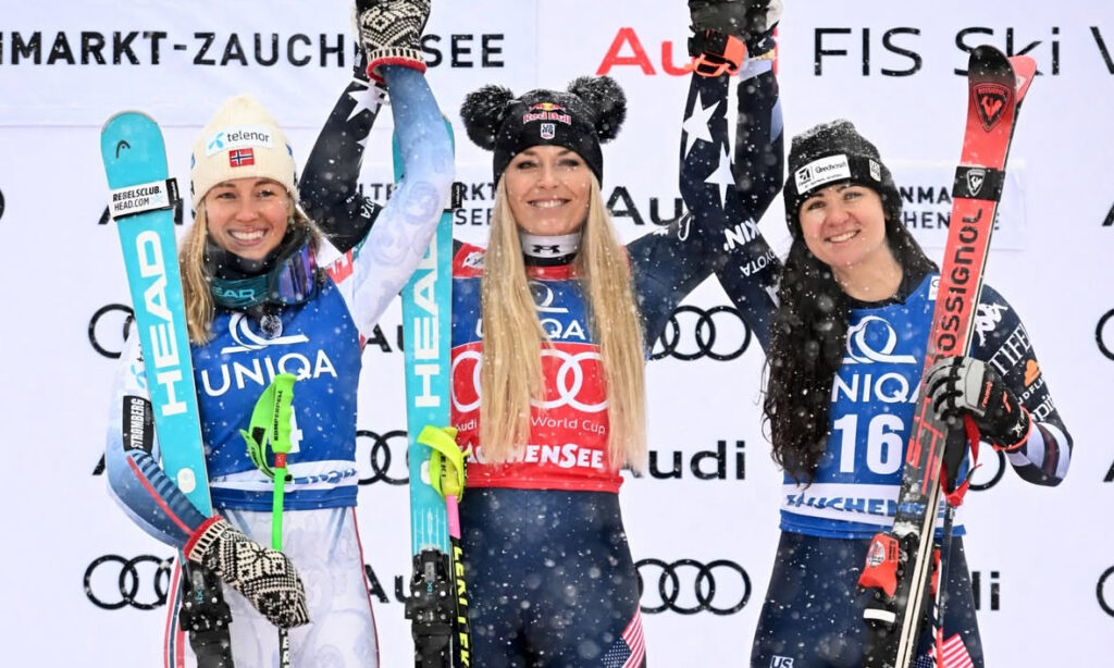 Double Downhill Podium for Team USA as Lindsey Vonn Claims Victory & Jacqui Wiles 3rd at Zauchensee, Austria