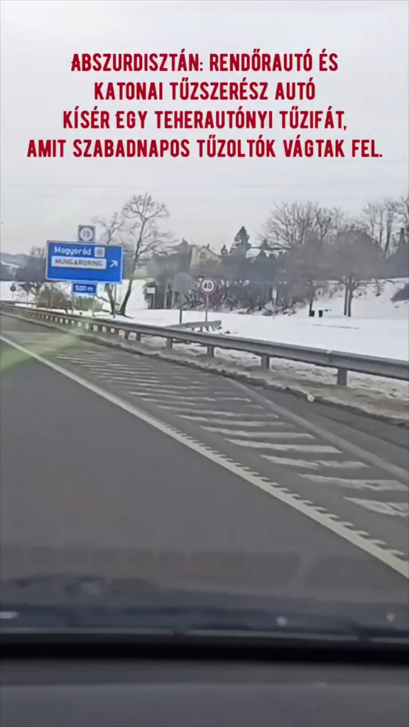 Absurdistan: A police car and a military fire truck escort a truckload of firewood – cut by firefighters on their day off Absurdistan: A police car and a military fire truck escort a truckload of firewood - cut by firefighters on their day off