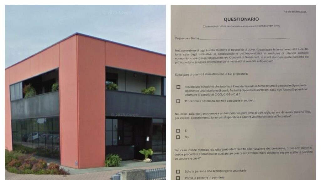 Shock questionnaire in a company (in crisis) in Treviso: "Who of your colleagues would you like to fire?". The unions: «Never seen something like this. Foments internal wars"