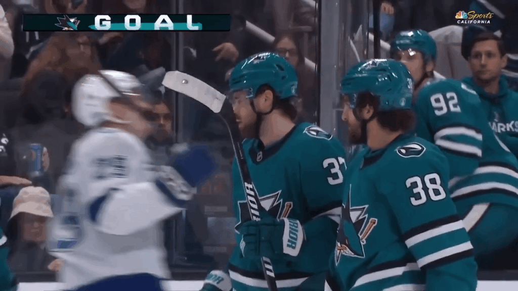 Pavol Regenda completes his first career hat trick after scoring all three of the Sharks goals.