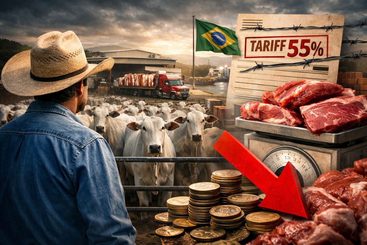 Tarifa de 55% imposta pela China à carne bovina preocupa produtores de Minas Gerais, afeta boi gordo e reduz exportação para a China.
