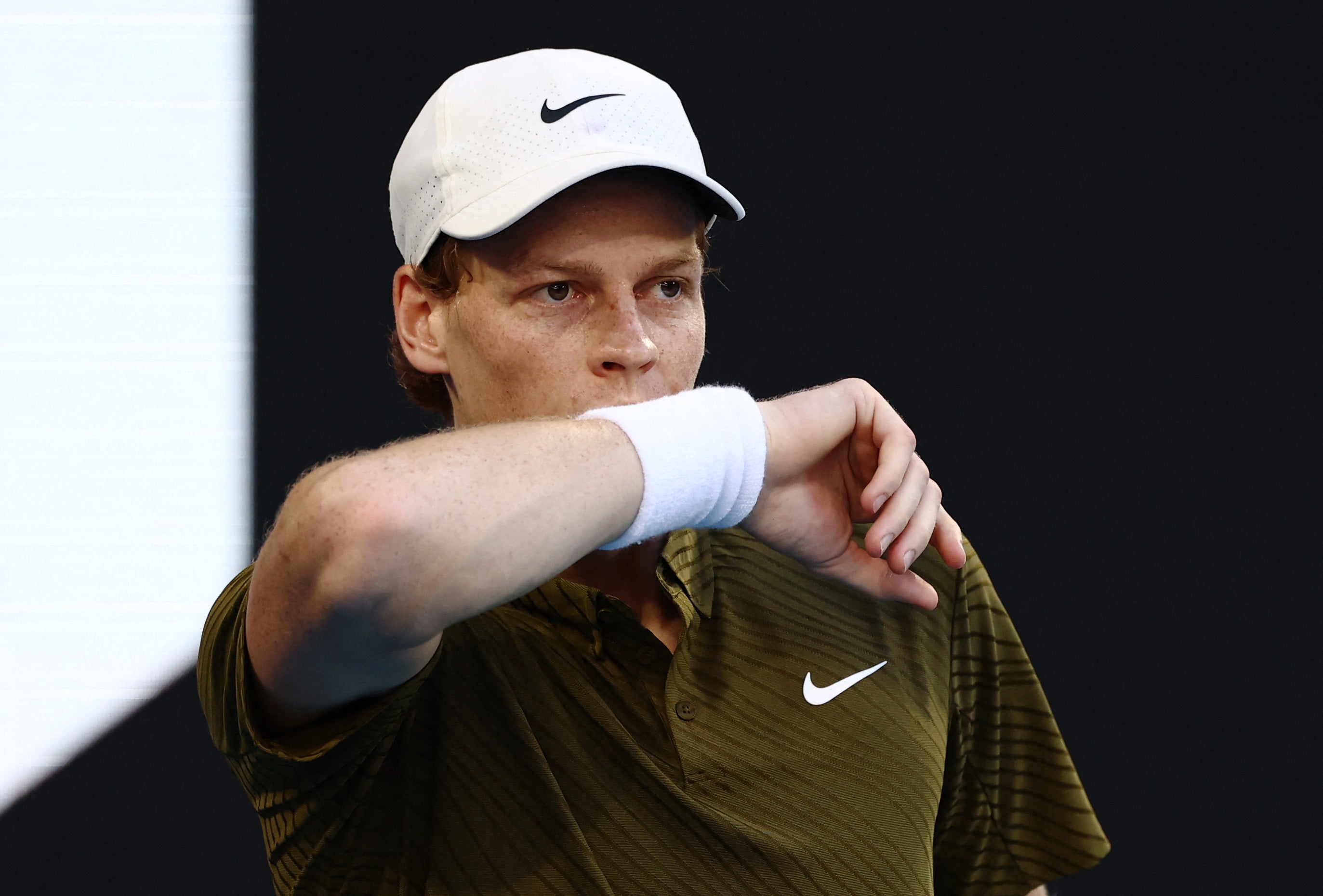 Jannik Sinner was spotted wearing a Whoop device under his wristband before the match