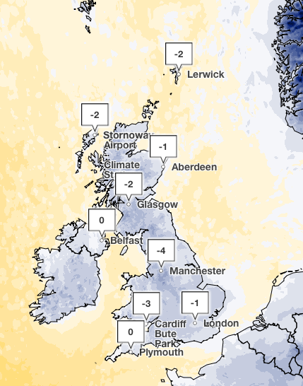 The UK experienced sub-zero temperatures on Monday morning