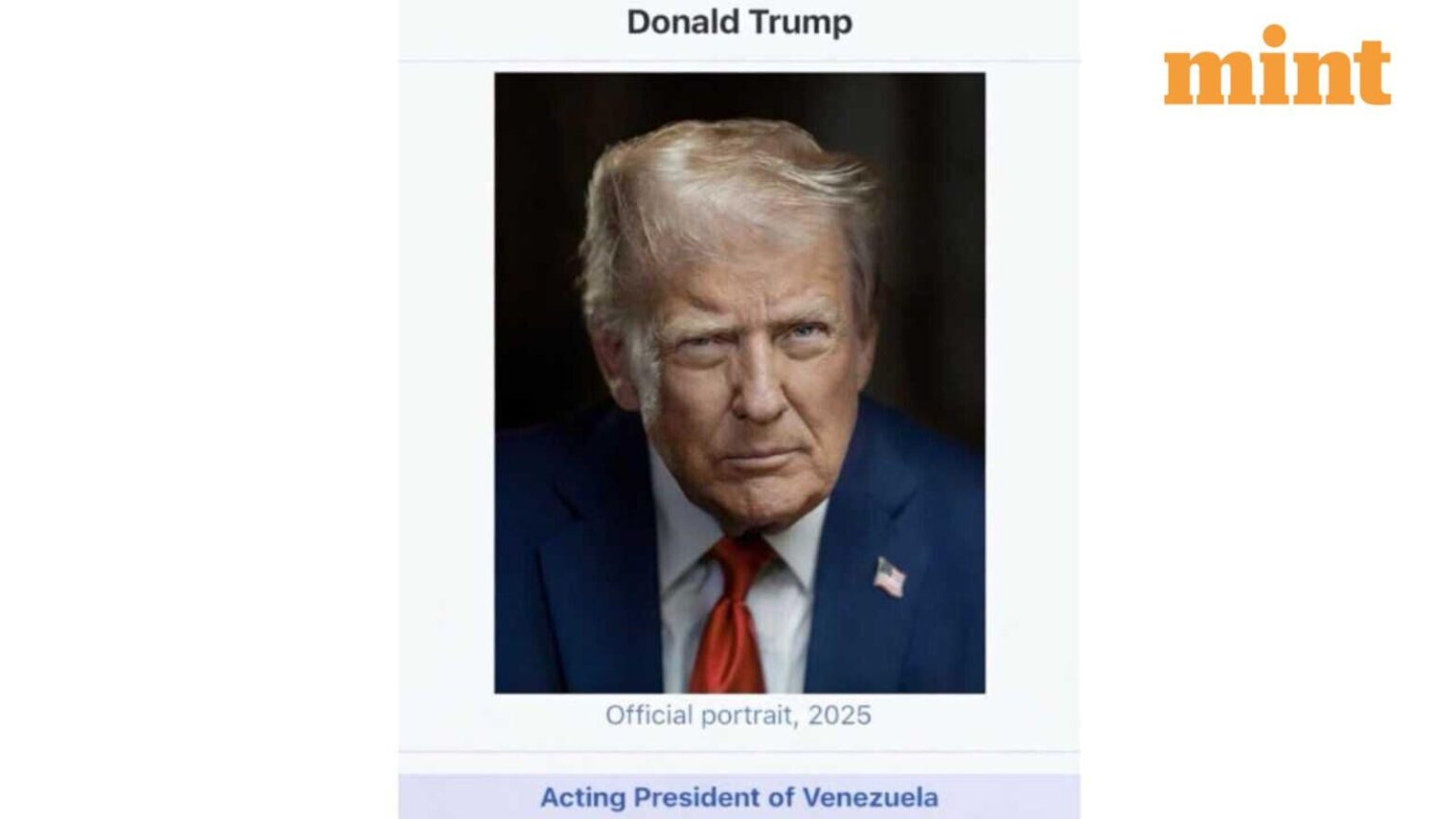 US President Trump posts image of himself saying he is the "Acting President of Venezuela