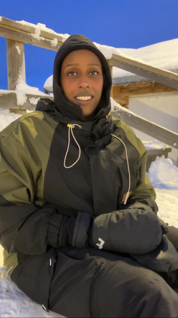 Maryan Hashi looks on at Vedbobacken in Vasteras, Sweden, Saturday Jan. 10, 2026. (AP Photo/Steve Douglas)