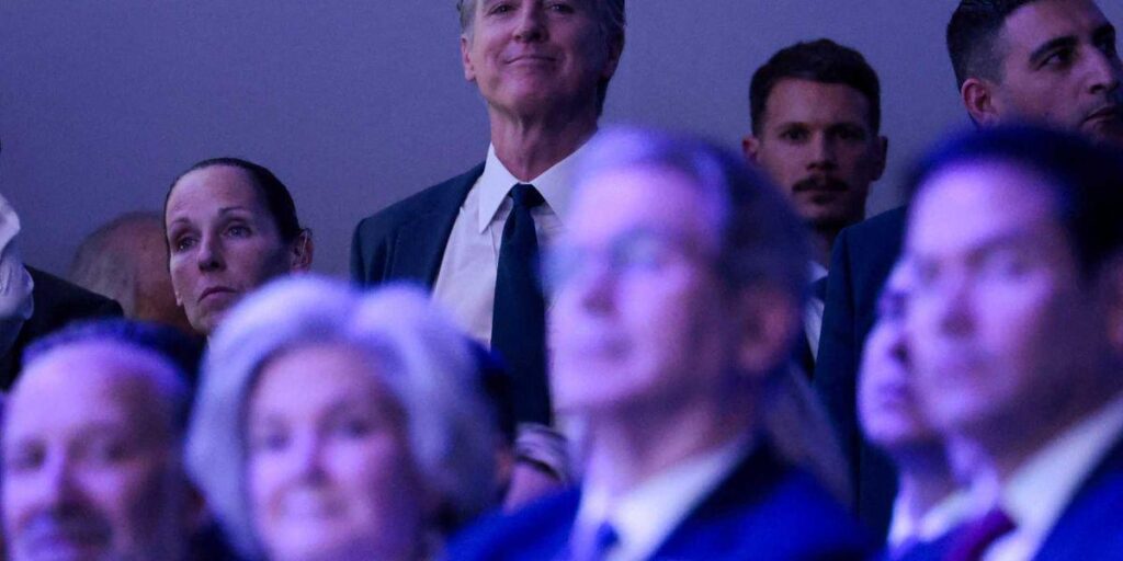 Gavin Newsom captured on video laughing as Trump delivers Davos speech