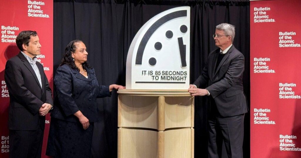 Doomsday Clock updated to 85 seconds to midnight [RECORD]