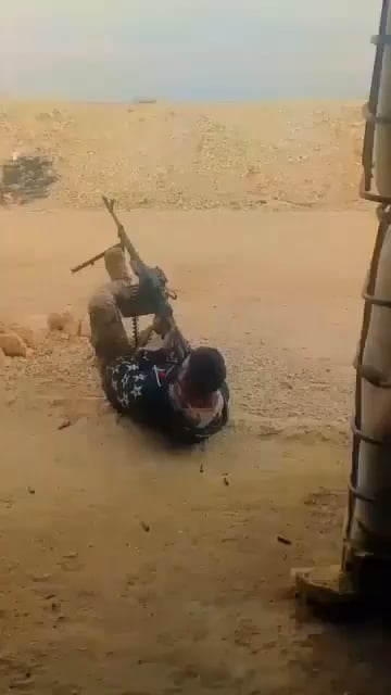 Kurdish militants (sdf) trying to shoot down a Syrian drone, 2026.01.8