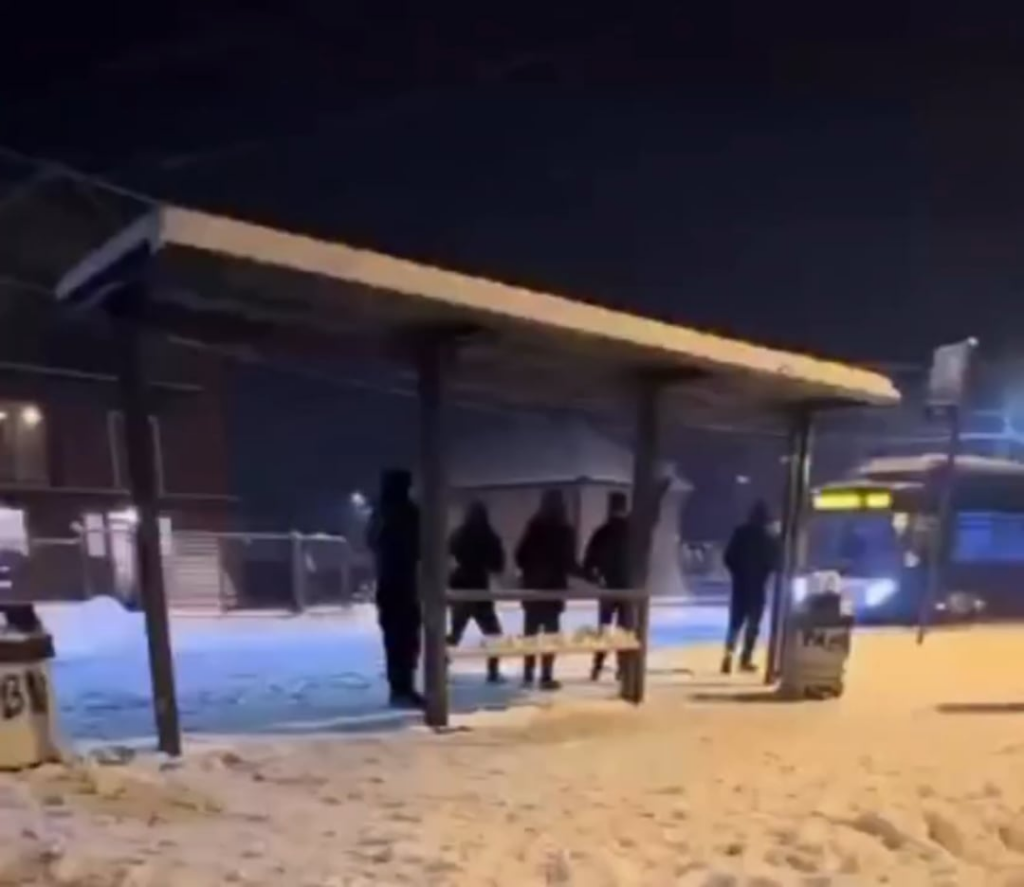 Kids at the station threw balls at bus 551, the driver got out with a stick