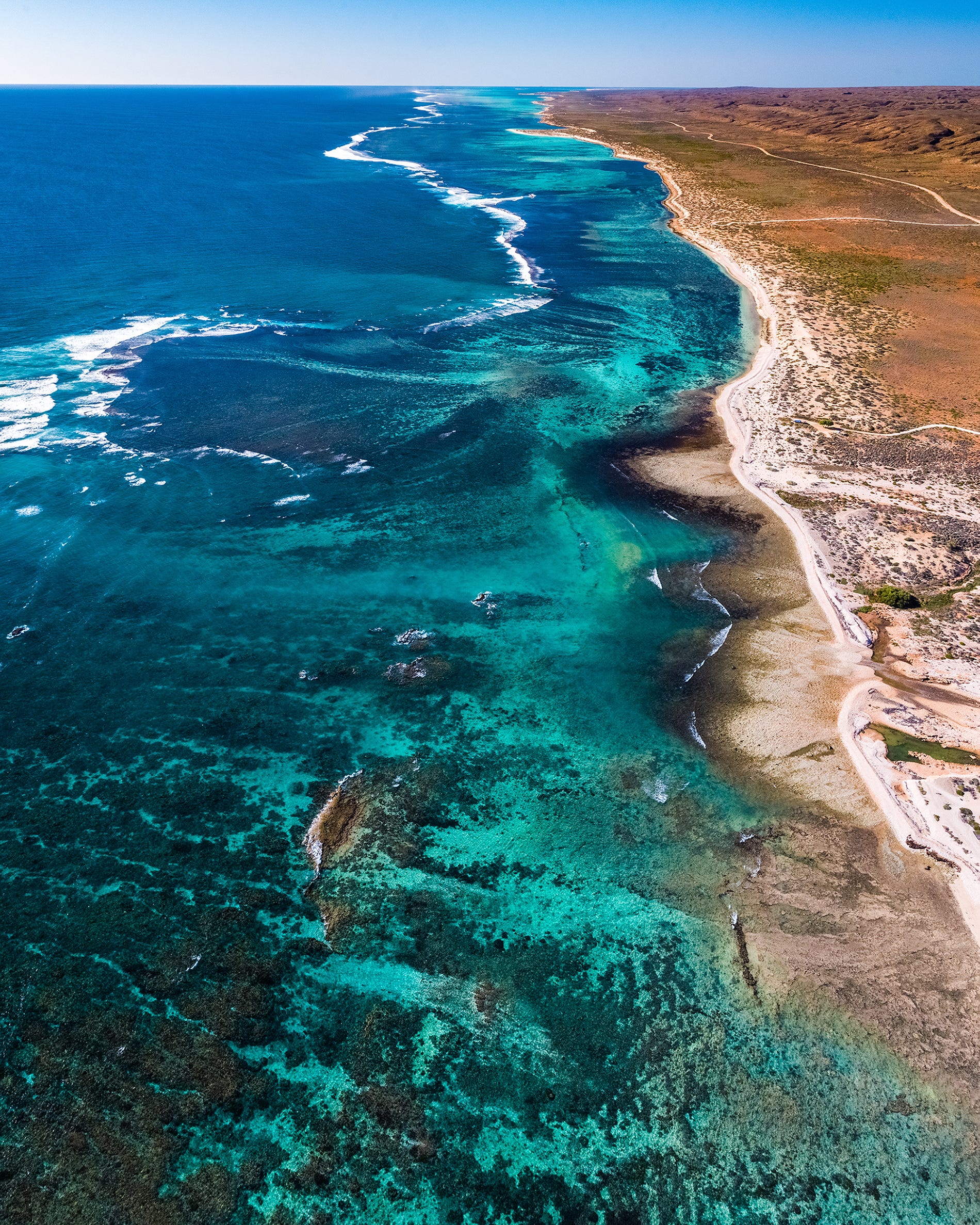 aerial view of the ningaloo reef coastline near the north mandu campground