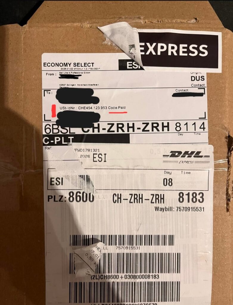 Always issues with VAT and DHL when ordering from outside Switzerland