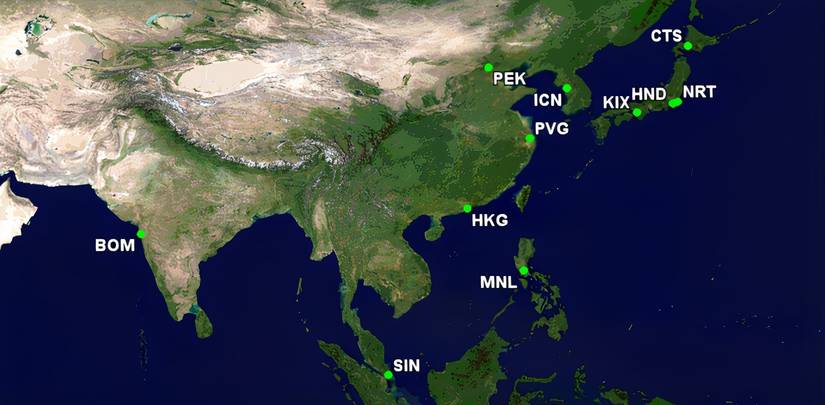 Air Canada's Asian airports