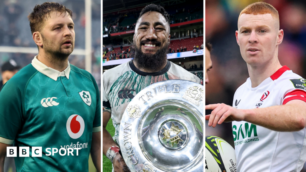 Iain Henderson, Bundee Aki and Nathan Doak