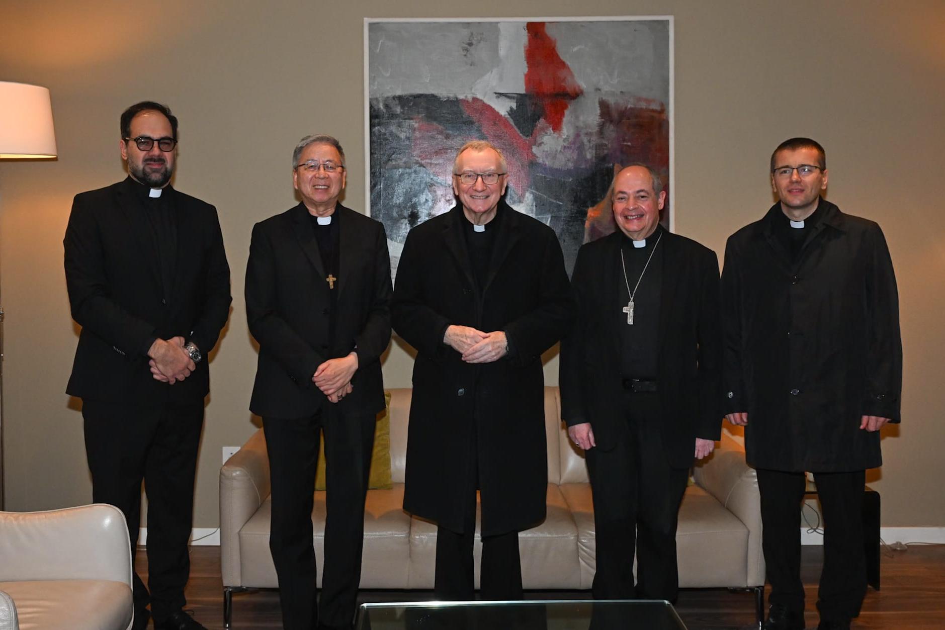 (Left to right) Chargé d’Affaires of the Apostolic Nunciature of Malta Mgr Ervin Lengyel, Apostolic Nuncio Savio Hon Tai-Fai, Cardinal Pietro Parolin, Auxiliary Bishop Joseph Galea-Curmi and Mgr Pavol Talapka. Photo: Ian Noel Pace - Arċidjoċesi ta’ Malta