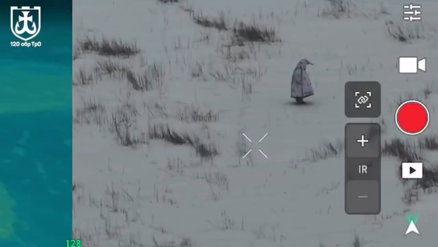 Russian soldier wearing penguin camouflage anti-drone cloak was struck by drone operators of the 120th TDF Brigade. Lyman direction. 26.01.2026 Russian soldier wearing penguin camouflage anti-drone cloak was struck by drone operators of the 120th TDF Brigade. Lyman direction. 26.01.2026