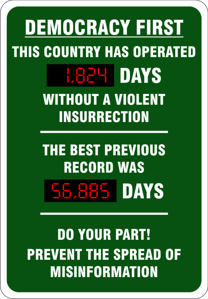 1,824 days without a violent insurrection so far
