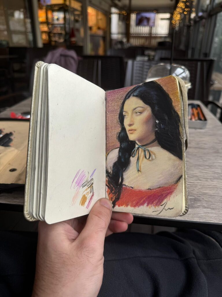 Drawing after gym at coffee island