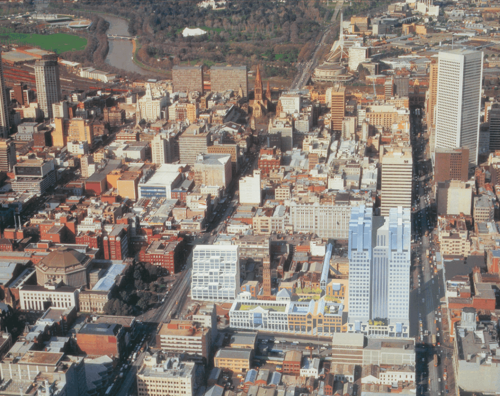 Alternate designs for Melbourne Central Shopping Centre. Are any of them better than what we ended up with?