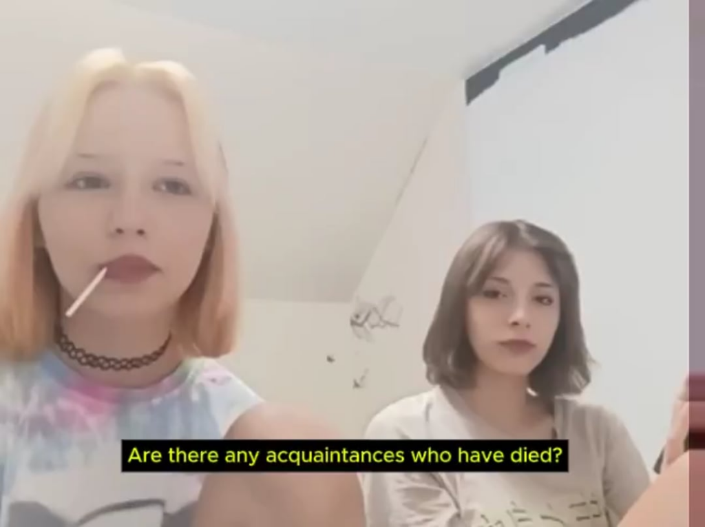 Two russian girls looking forward to money they will probably not get after their dad died invading another country