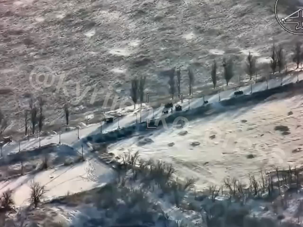 A Russian infantry column around Pokrovsk is hit and destroyed by a Ukrainian HIMARS strike - January 2026