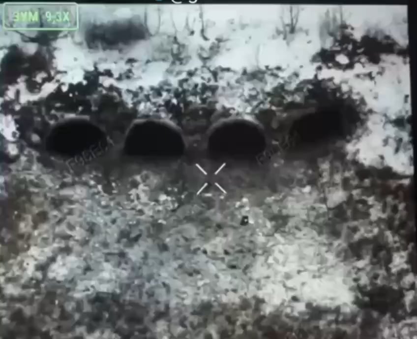 Explosion launches Russian soldier out of a pipe and he crawls back in, only to be followed up by another FPV strike.