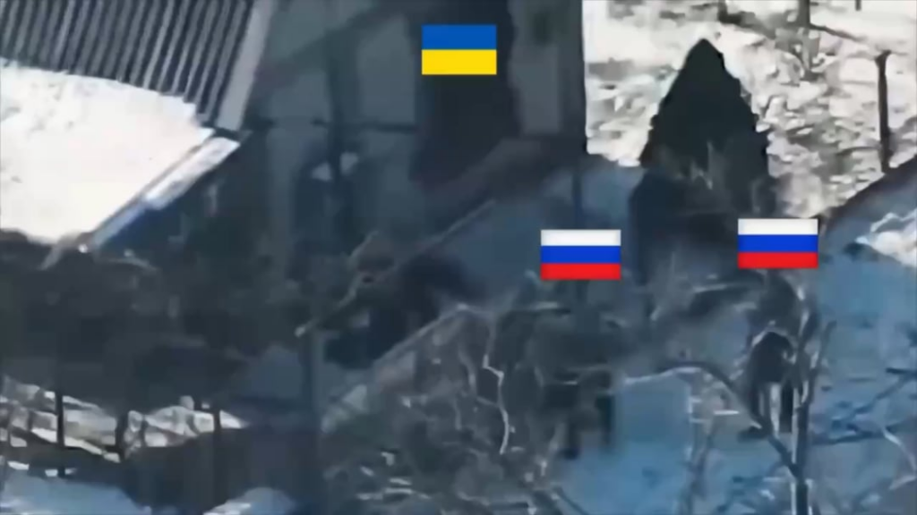 A Ukrainian soldier ambush two Russian soldiers with small arms fire in the northern part of Pokrovsk.