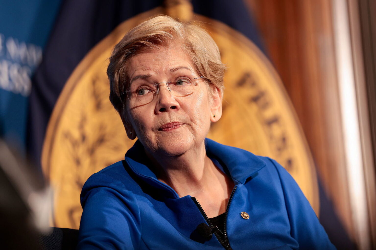 Heather Diehl/Getty Images via CNN NewsourceSenator Elizabeth Warren holds a discussion at the National Press Building on January 12