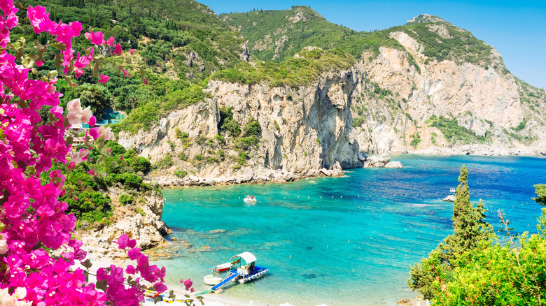 Scenic beach in Corfu, Greece