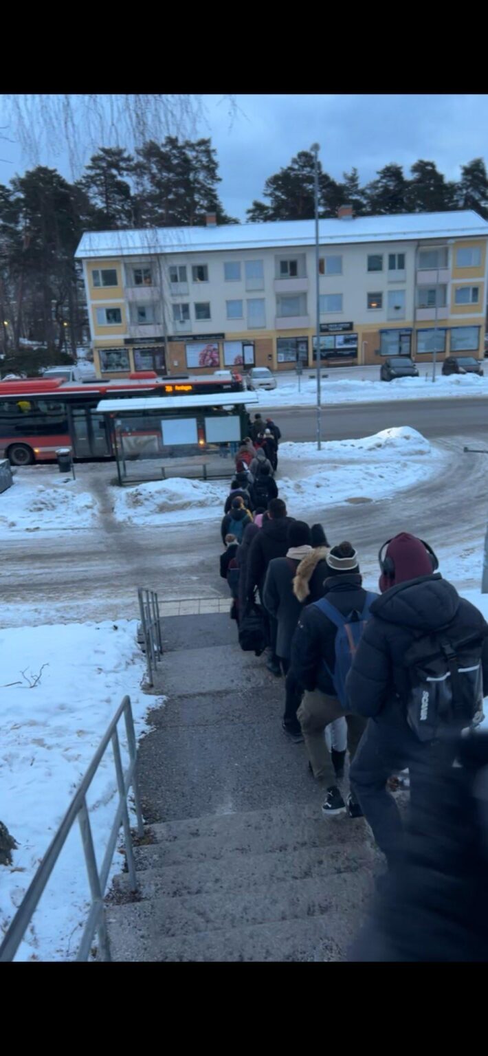 The most Swedish queue for a bus I've seen