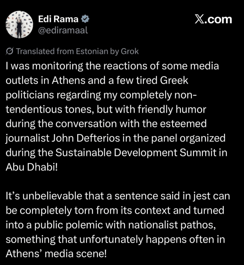 The prime minister of Albania took a position on the uproar caused by his statements yesterday.